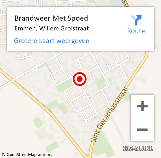 Locatie op kaart van de 112 melding: Brandweer Met Spoed Naar Emmen, Willem Grolstraat op 1 januari 2023 17:46