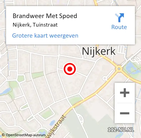 Locatie op kaart van de 112 melding: Brandweer Met Spoed Naar Nijkerk, Tuinstraat op 1 januari 2023 17:55
