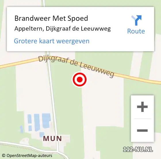 Locatie op kaart van de 112 melding: Brandweer Met Spoed Naar Appeltern, Dijkgraaf de Leeuwweg op 1 januari 2023 17:58