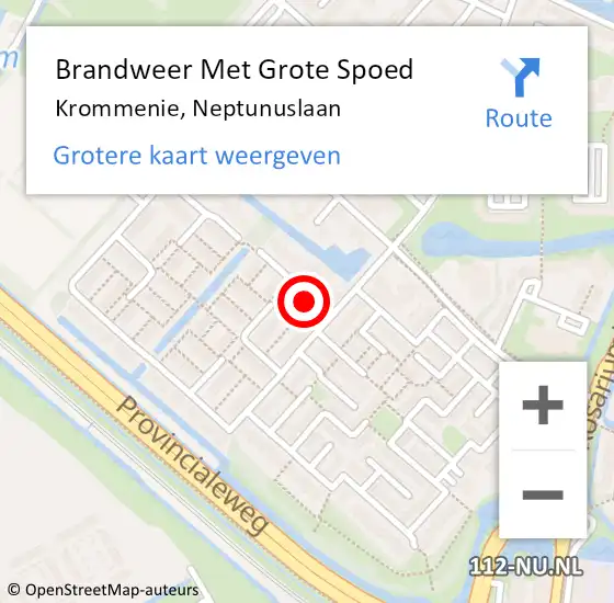 Locatie op kaart van de 112 melding: Brandweer Met Grote Spoed Naar Krommenie, Neptunuslaan op 1 januari 2023 18:01