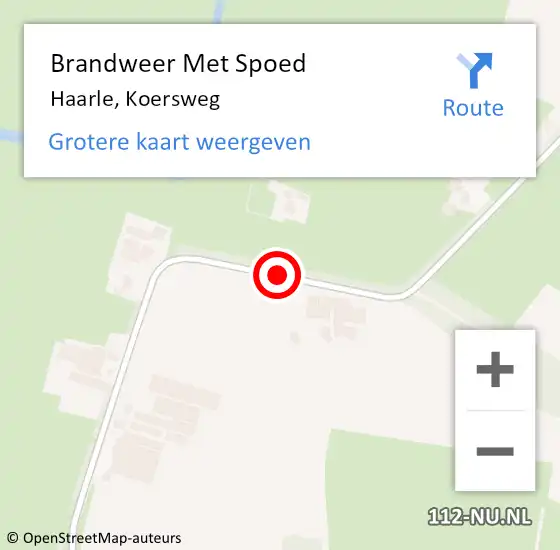 Locatie op kaart van de 112 melding: Brandweer Met Spoed Naar Haarle, Koersweg op 10 augustus 2014 18:45