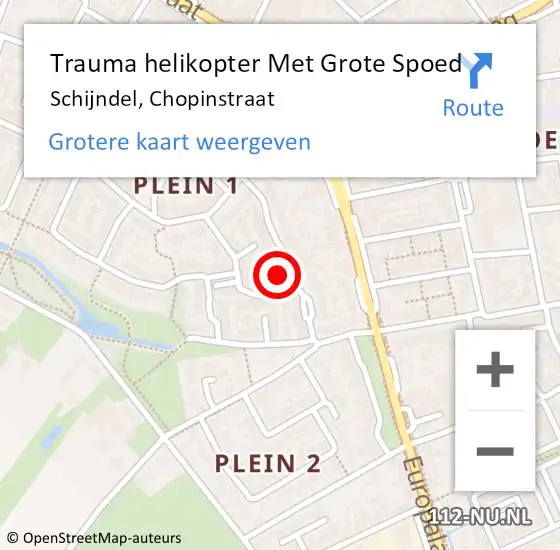 Locatie op kaart van de 112 melding: Trauma helikopter Met Grote Spoed Naar Schijndel, Chopinstraat op 1 januari 2023 18:19