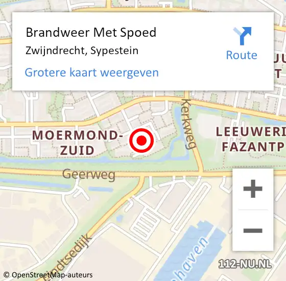 Locatie op kaart van de 112 melding: Brandweer Met Spoed Naar Zwijndrecht, Sypestein op 1 januari 2023 18:30