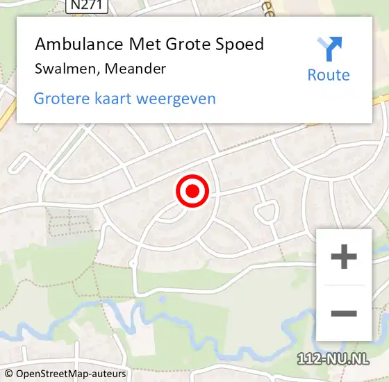 Locatie op kaart van de 112 melding: Ambulance Met Grote Spoed Naar Swalmen, Meander op 1 januari 2023 18:40