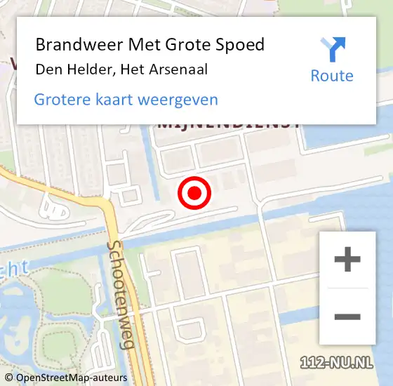 Locatie op kaart van de 112 melding: Brandweer Met Grote Spoed Naar Den Helder, Het Arsenaal op 1 januari 2023 18:52