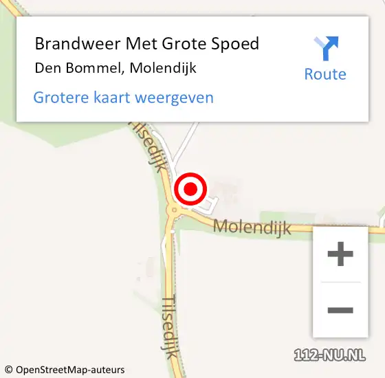 Locatie op kaart van de 112 melding: Brandweer Met Grote Spoed Naar Den Bommel, Molendijk op 1 januari 2023 18:53