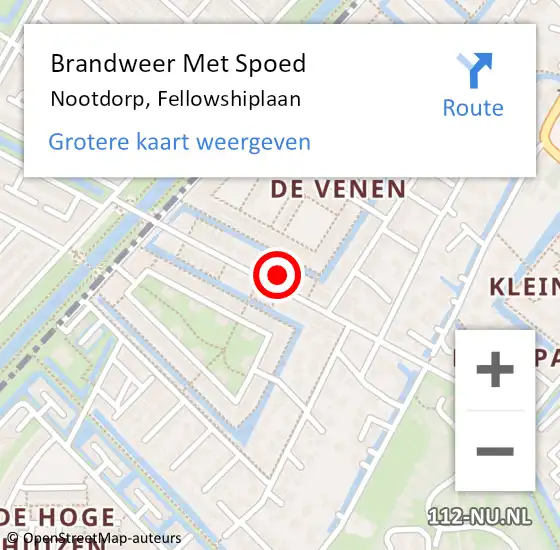 Locatie op kaart van de 112 melding: Brandweer Met Spoed Naar Nootdorp, Fellowshiplaan op 1 januari 2023 19:21