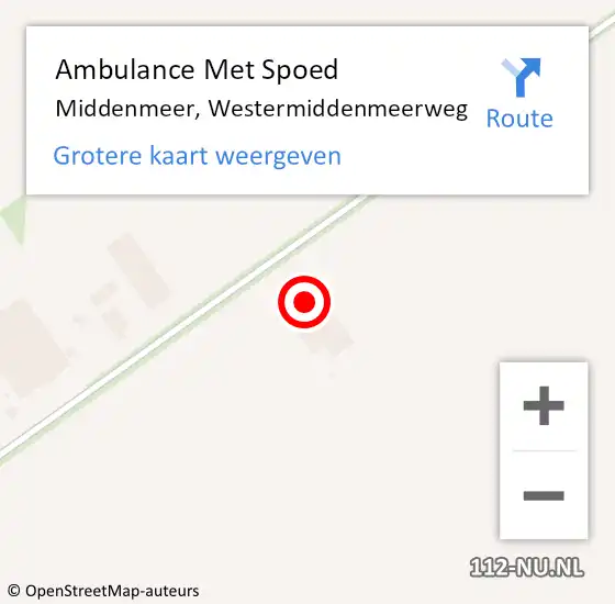 Locatie op kaart van de 112 melding: Ambulance Met Spoed Naar Middenmeer, Westermiddenmeerweg op 1 januari 2023 19:26