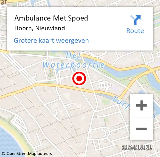 Locatie op kaart van de 112 melding: Ambulance Met Spoed Naar Hoorn, Nieuwland op 1 januari 2023 19:33