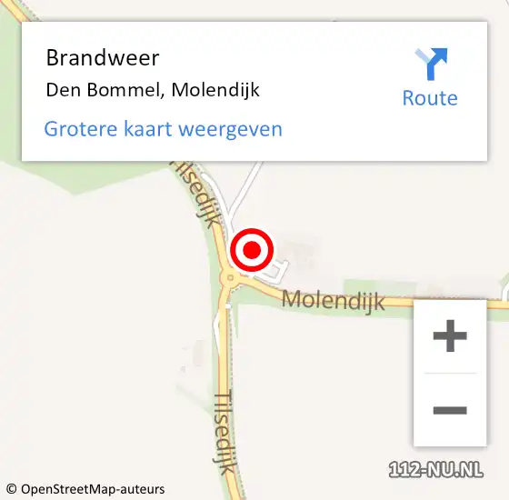 Locatie op kaart van de 112 melding: Brandweer Den Bommel, Molendijk op 1 januari 2023 19:47