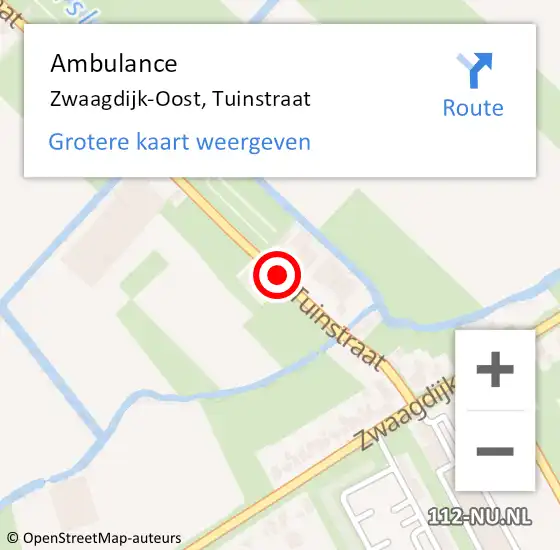 Locatie op kaart van de 112 melding: Ambulance Zwaagdijk-Oost, Tuinstraat op 1 januari 2023 20:01