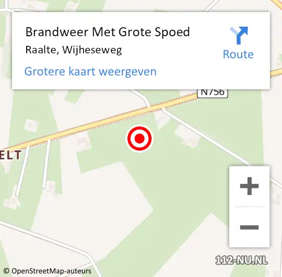 Locatie op kaart van de 112 melding: Brandweer Met Grote Spoed Naar Raalte, Wijheseweg op 1 januari 2023 20:15