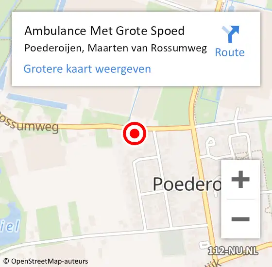 Locatie op kaart van de 112 melding: Ambulance Met Grote Spoed Naar Poederoijen, Maarten van Rossumweg op 1 januari 2023 21:28