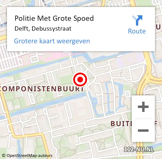 Locatie op kaart van de 112 melding: Politie Met Grote Spoed Naar Delft, Debussystraat op 1 januari 2023 21:35