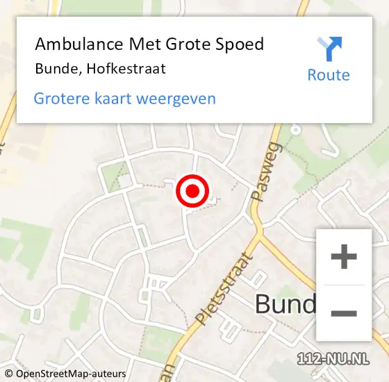 Locatie op kaart van de 112 melding: Ambulance Met Grote Spoed Naar Bunde, Hofkestraat op 11 oktober 2013 08:37