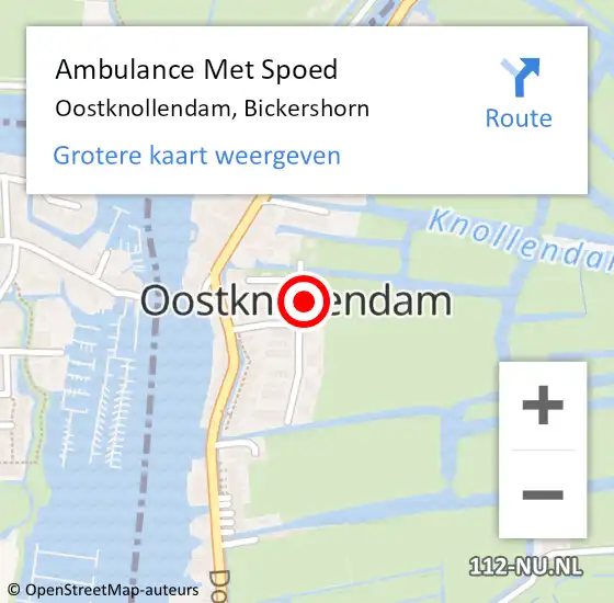 Locatie op kaart van de 112 melding: Ambulance Met Spoed Naar Oostknollendam, Bickershorn op 1 januari 2023 21:42