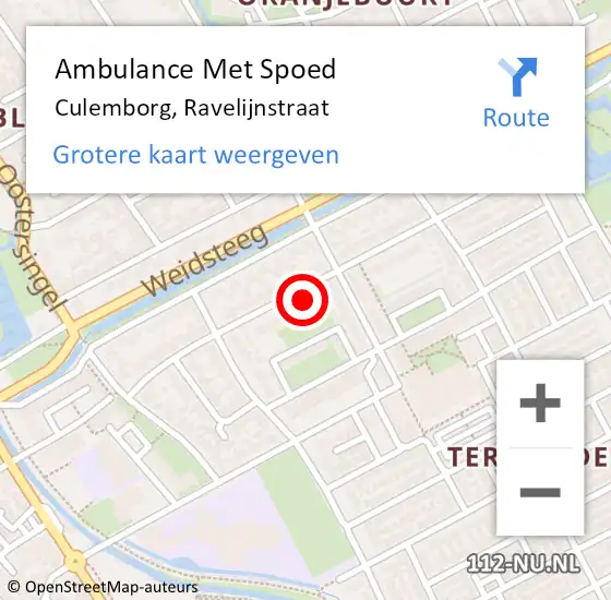 Locatie op kaart van de 112 melding: Ambulance Met Spoed Naar Culemborg, Ravelijnstraat op 1 januari 2023 21:58