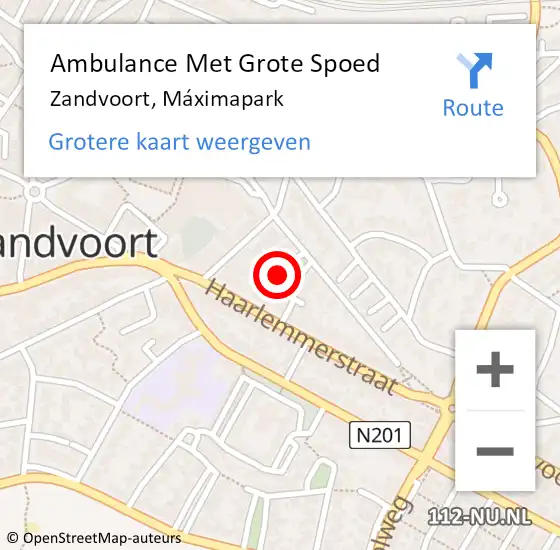 Locatie op kaart van de 112 melding: Ambulance Met Grote Spoed Naar Zandvoort, Máximapark op 1 januari 2023 22:28