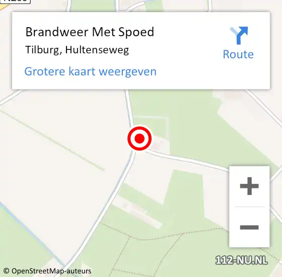 Locatie op kaart van de 112 melding: Brandweer Met Spoed Naar Tilburg, Hultenseweg op 1 januari 2023 22:38