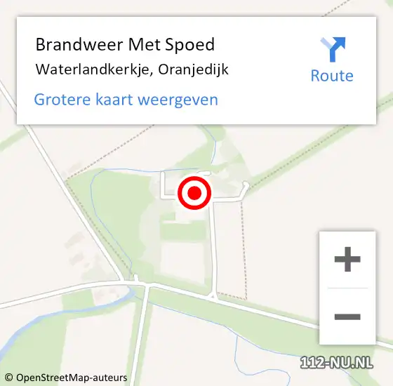 Locatie op kaart van de 112 melding: Brandweer Met Spoed Naar Waterlandkerkje, Oranjedijk op 1 januari 2023 22:55