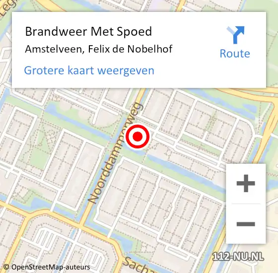 Locatie op kaart van de 112 melding: Brandweer Met Spoed Naar Amstelveen, Felix de Nobelhof op 1 januari 2023 23:02