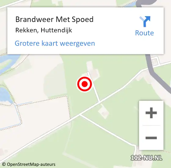 Locatie op kaart van de 112 melding: Brandweer Met Spoed Naar Rekken, Huttendijk op 1 januari 2023 23:07