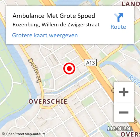 Locatie op kaart van de 112 melding: Ambulance Met Grote Spoed Naar Rozenburg, Willem de Zwijgerstraat op 1 januari 2023 23:08