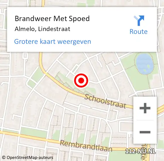 Locatie op kaart van de 112 melding: Brandweer Met Spoed Naar Almelo, Lindestraat op 1 januari 2023 23:16