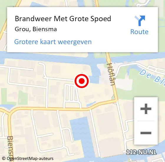 Locatie op kaart van de 112 melding: Brandweer Met Grote Spoed Naar Grou, Biensma op 1 januari 2023 23:20