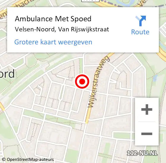 Locatie op kaart van de 112 melding: Ambulance Met Spoed Naar Velsen-Noord, Van Rijswijkstraat op 1 januari 2023 23:50