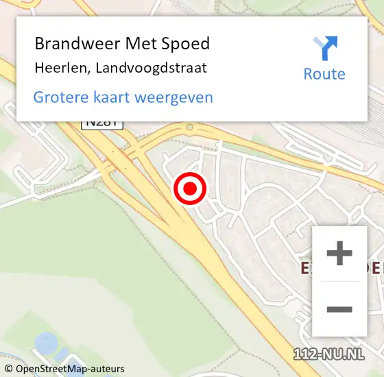 Locatie op kaart van de 112 melding: Brandweer Met Spoed Naar Heerlen, Landvoogdstraat op 2 januari 2023 00:05