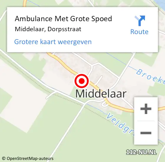 Locatie op kaart van de 112 melding: Ambulance Met Grote Spoed Naar Middelaar, Dorpsstraat op 2 januari 2023 00:18