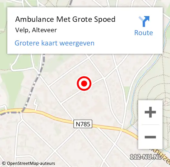 Locatie op kaart van de 112 melding: Ambulance Met Grote Spoed Naar Velp, Alteveer op 2 januari 2023 00:57