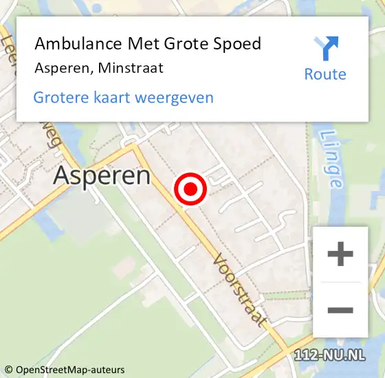 Locatie op kaart van de 112 melding: Ambulance Met Grote Spoed Naar Asperen, Minstraat op 2 januari 2023 01:10