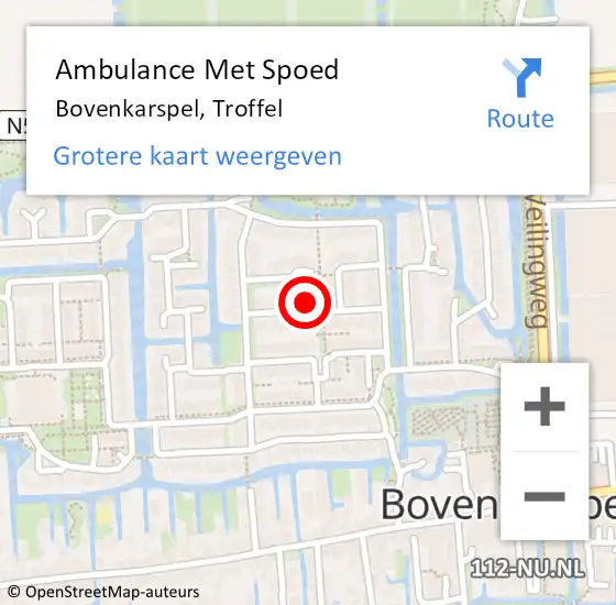 Locatie op kaart van de 112 melding: Ambulance Met Spoed Naar Bovenkarspel, Troffel op 2 januari 2023 02:01