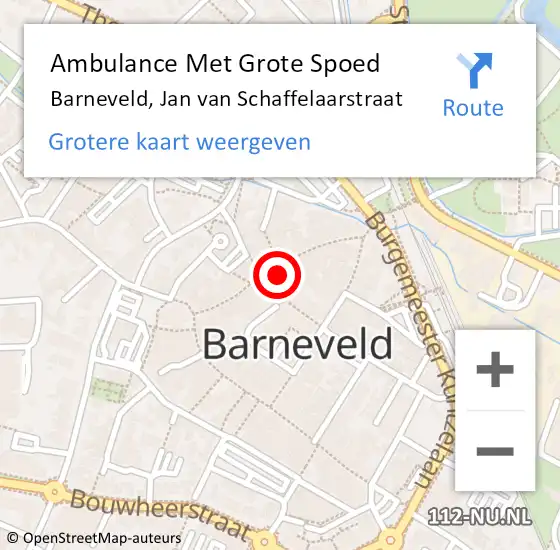 Locatie op kaart van de 112 melding: Ambulance Met Grote Spoed Naar Barneveld, Jan van Schaffelaarstraat op 2 januari 2023 02:30