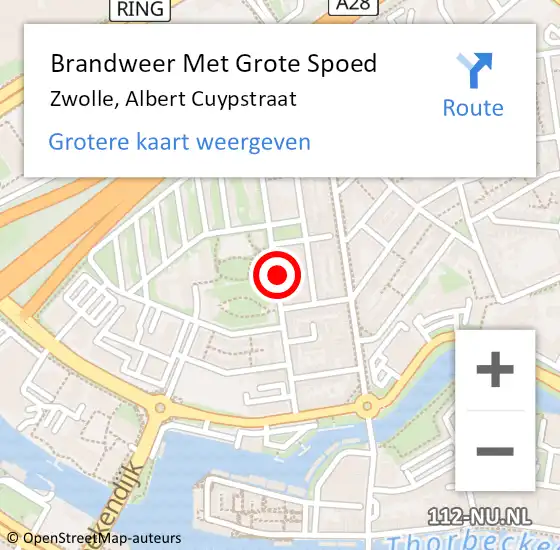 Locatie op kaart van de 112 melding: Brandweer Met Grote Spoed Naar Zwolle, Albert Cuypstraat op 2 januari 2023 02:58