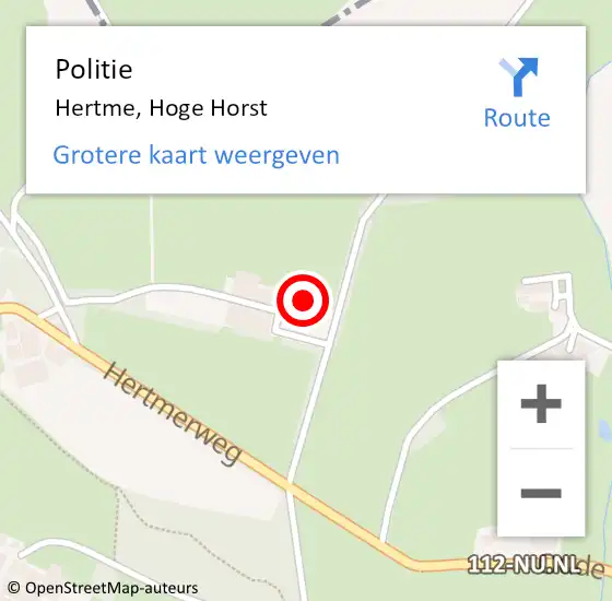 Locatie op kaart van de 112 melding: Politie Hertme, Hoge Horst op 2 januari 2023 03:36