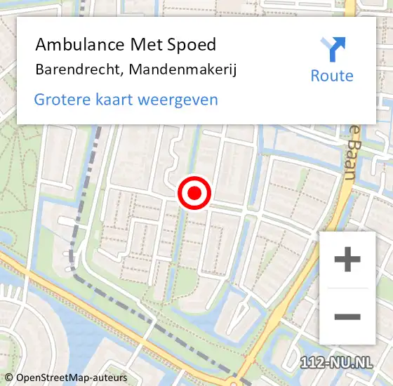 Locatie op kaart van de 112 melding: Ambulance Met Spoed Naar Barendrecht, Mandenmakerij op 2 januari 2023 03:47