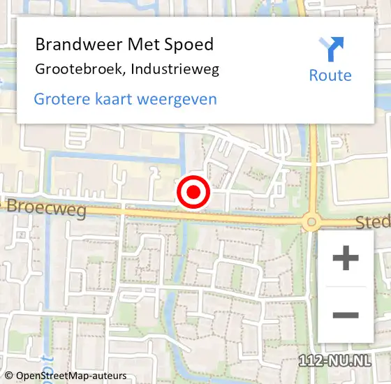 Locatie op kaart van de 112 melding: Brandweer Met Spoed Naar Grootebroek, Industrieweg op 2 januari 2023 04:09