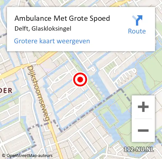 Locatie op kaart van de 112 melding: Ambulance Met Grote Spoed Naar Delft, Glaskloksingel op 2 januari 2023 04:16