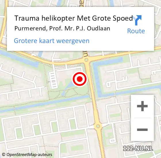 Locatie op kaart van de 112 melding: Trauma helikopter Met Grote Spoed Naar Purmerend, Prof. Mr. P.J. Oudlaan op 2 januari 2023 04:16
