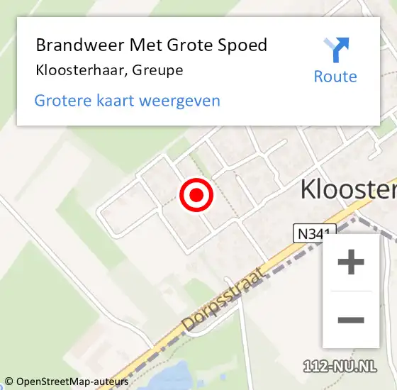 Locatie op kaart van de 112 melding: Brandweer Met Grote Spoed Naar Kloosterhaar, Greupe op 2 januari 2023 04:17