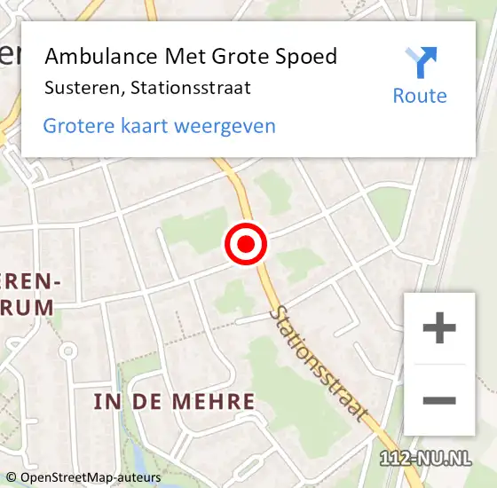 Locatie op kaart van de 112 melding: Ambulance Met Grote Spoed Naar Susteren, Stationsstraat op 2 januari 2023 04:34
