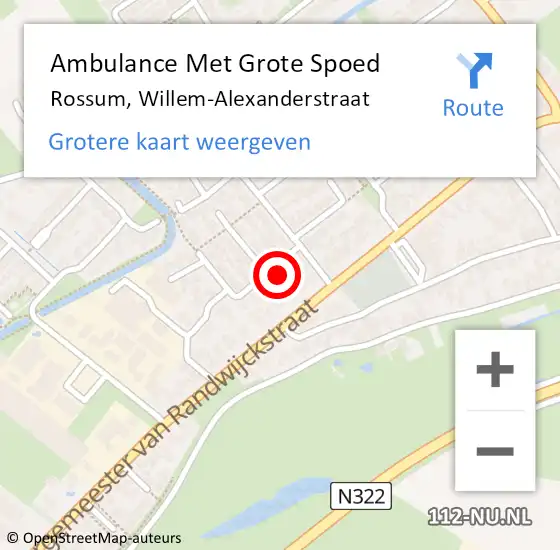 Locatie op kaart van de 112 melding: Ambulance Met Grote Spoed Naar Rossum, Willem-Alexanderstraat op 2 januari 2023 05:05