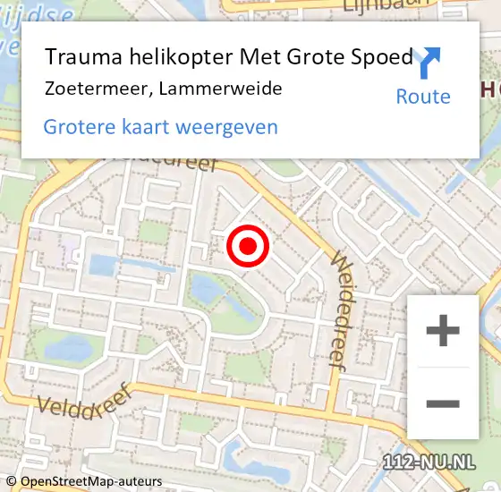 Locatie op kaart van de 112 melding: Trauma helikopter Met Grote Spoed Naar Zoetermeer, Lammerweide op 2 januari 2023 05:10