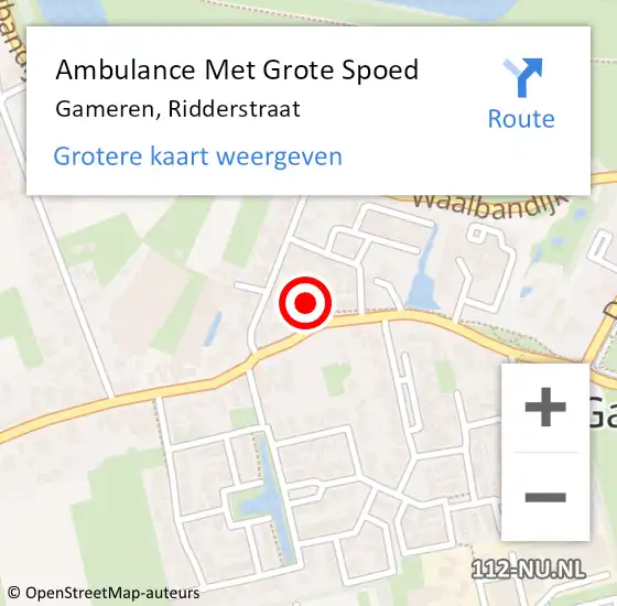 Locatie op kaart van de 112 melding: Ambulance Met Grote Spoed Naar Gameren, Ridderstraat op 2 januari 2023 05:25