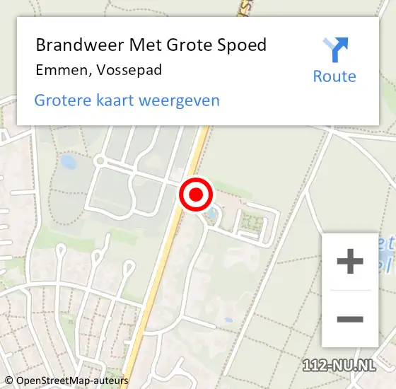 Locatie op kaart van de 112 melding: Brandweer Met Grote Spoed Naar Emmen, Vossepad op 2 januari 2023 05:26