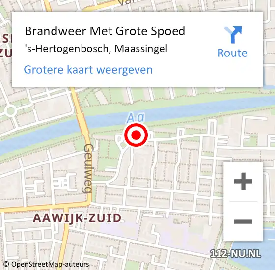 Locatie op kaart van de 112 melding: Brandweer Met Grote Spoed Naar 's-Hertogenbosch, Maassingel op 2 januari 2023 06:33