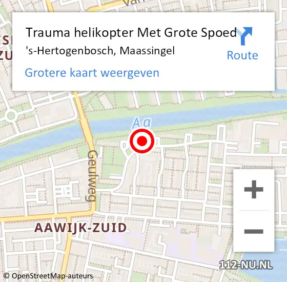 Locatie op kaart van de 112 melding: Trauma helikopter Met Grote Spoed Naar 's-Hertogenbosch, Maassingel op 2 januari 2023 06:34